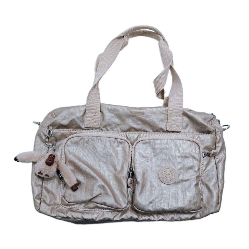 Kipling Cyrene Crossbody Shoulder Bag Metallic Gold Tan Duffle